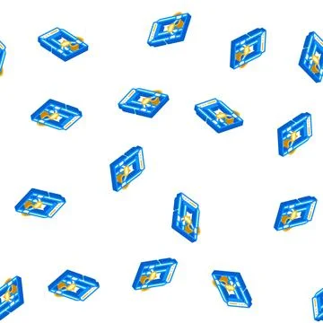 3d printer electronic equipment isometric icon seamless pattern イラスト素材