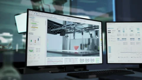 3d Printer Fabricating Structure Of Human Heart Organ For Medical Laboratory Stock Footage 312020783