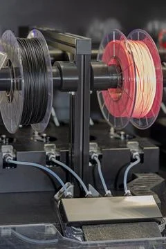 3d Printer Filament Feeding Stockfoto's