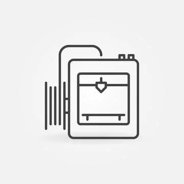 3D Printer with Filament vector concept linear icon Stock Illustration