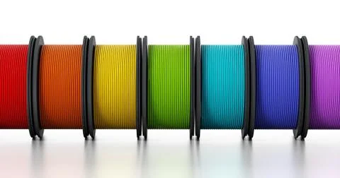 3D printer filaments. 3D illustration. Stock Illustration