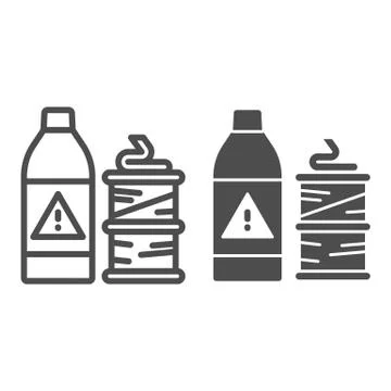 3d printer fillament line and glyph icon. 3d fillament spool and bottle design Stock Illustration