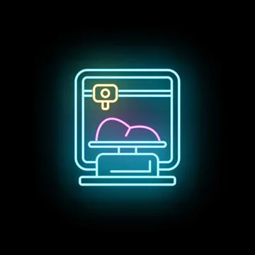 3d printer glowing neon icon creating models Stock Illustration