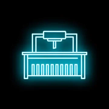 3d printer glowing neon icon representing digital manufacturing 스톡 일러스트