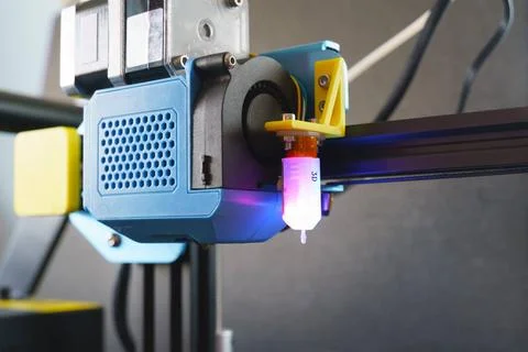 3D printer head with leveling tool An image of a 3D printer head with leve... Stock Photos