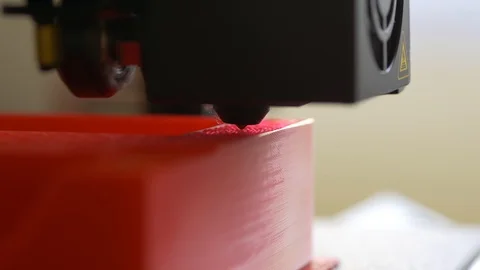 3D printer head printing closeup macro Video stock 130007176