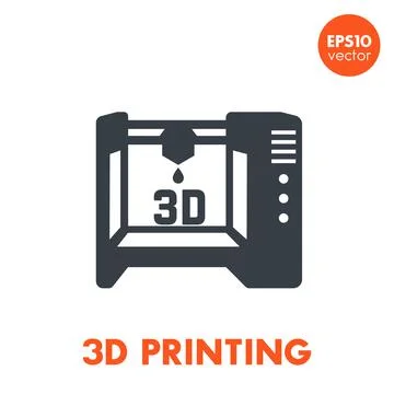 3d printer icon, additive manufacturing pictogram isolated over white Stock Illustration