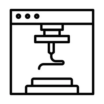3D Printer Icon for Additive Manufacturing, Rapid Prototyping, and Industri.. Stock Illustration
