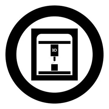 3d printer icon black color in circle Stock Illustration