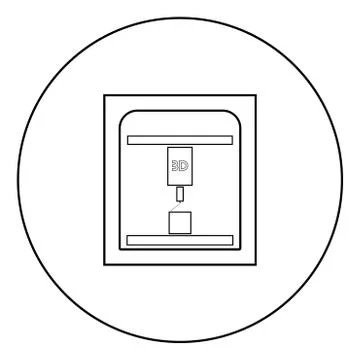 3d printer icon black color in circle Stock Illustration