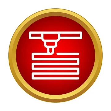 3d printer icon building layers in red gold circle Ilustración de archivo