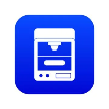 3D printer icon digital blue Stock Illustration