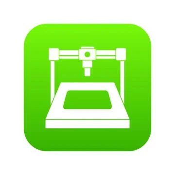 3D printer icon digital green Stock Illustration