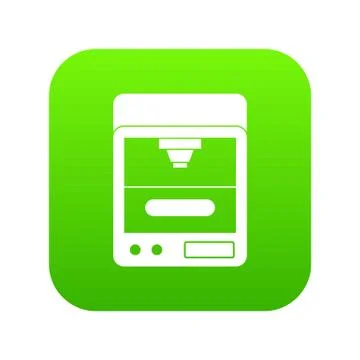 3D printer icon digital green Illustrazione stock