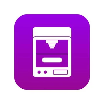 3D printer icon digital purple Stock Illustration