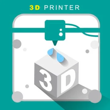 3d printer icon with flat design Illustrazione stock