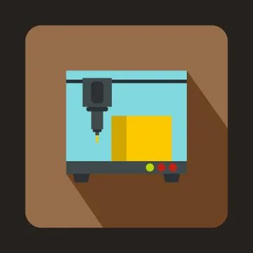 3D printer icon, flat style 스톡 일러스트