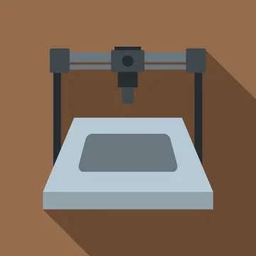 3D printer icon, flat style Stock Illustration