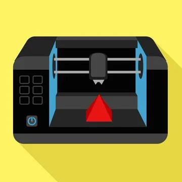 3d printer icon, flat style Stock Illustration