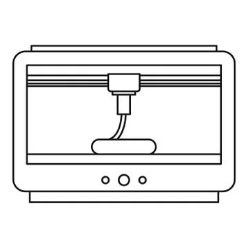 3D printer icon, outline style Stock Illustration