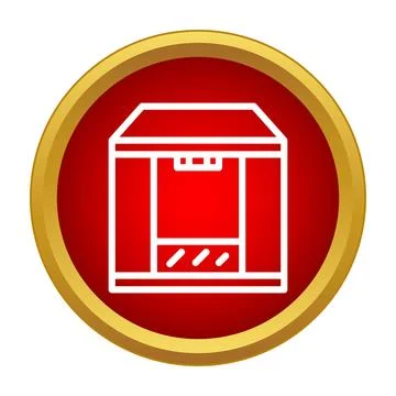 3d printer icon on red button symbolizing rapid prototyping Stock Illustration