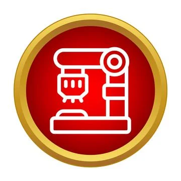 3d printer icon in a red circle with gold border 스톡 일러스트