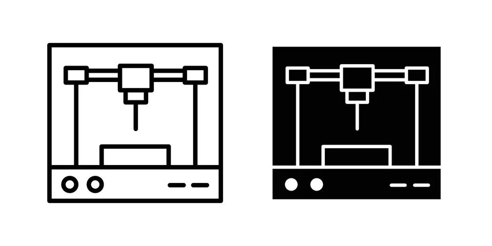 3D printer icon set. Vector EPS 10 Stock Illustration