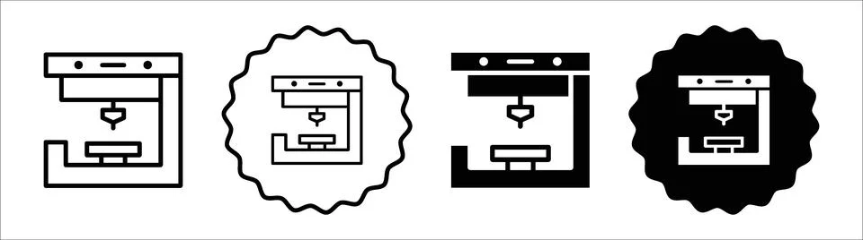 3D printer icon symbol set collection. 3D printer simple vector sign bundle Illustrazione stock
