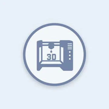 3d printer icon, vector sign Stock Illustration