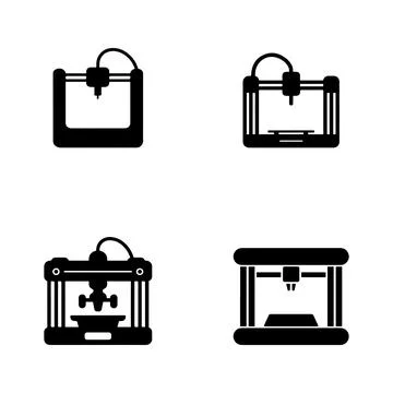 3D Printer Icons set. Stock Illustration