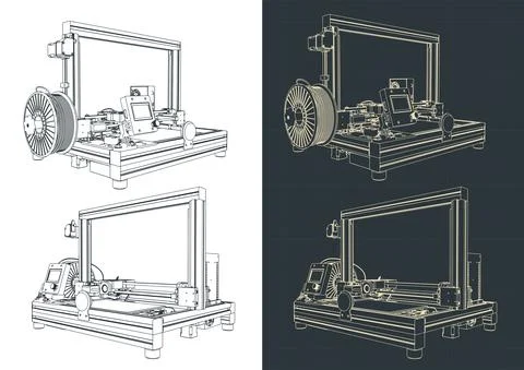 3D printer illustration Illustrazione stock
