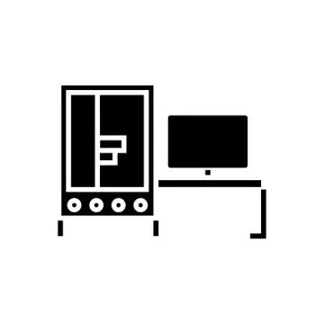3d printer industrial icon, vector illustration, black sign on isolated 库存插图