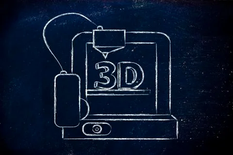 3D printer, information technology hardware innovations Stock Illustration