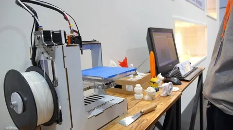 3D Printer on Innovative Technology Exhibition Video stock 58597754