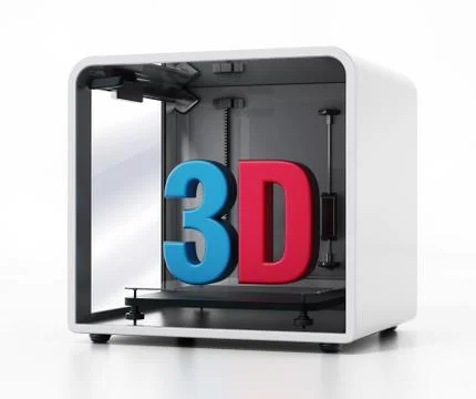 3D printer isolated on white background. 3D illustration イラスト素材