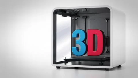 3D printer isolated on white background. 3D illustration Stock Illustration