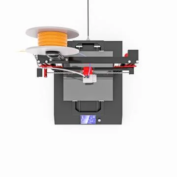 3d printer isolated on white Stock Illustration