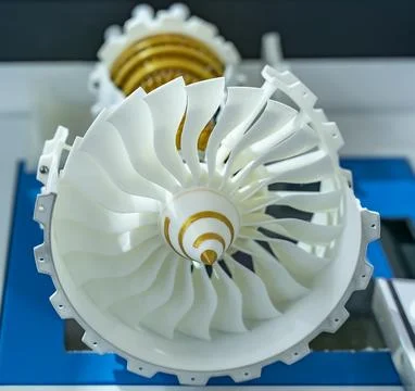 3D printer jet engine printed model plastic Stock Photos