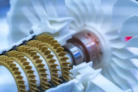 3D printer jet engine printed model metal plastic Stock Photos