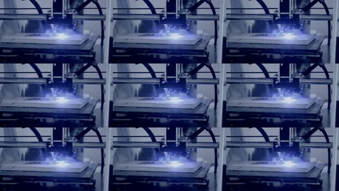 3D printer laser beam burns pattern close-up on wooden board. Stock Footage 98671335