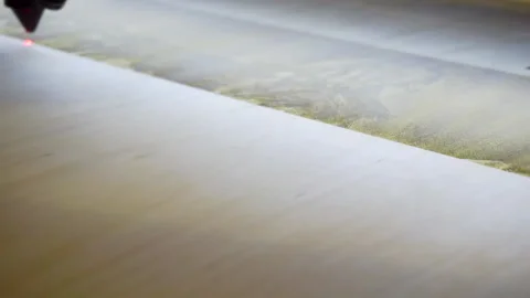 3D printer laser beam burns the pattern close-up on a wooden board. Stock Footage 142018046