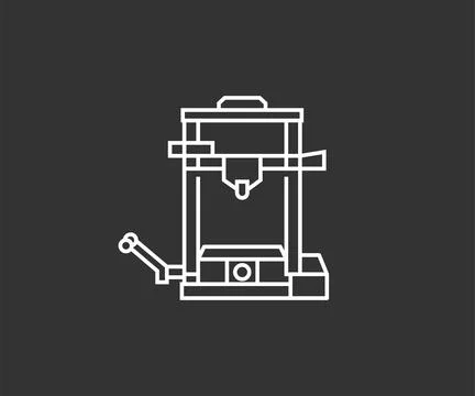 3D Printer Line Art Vector Icon Stock Illustration