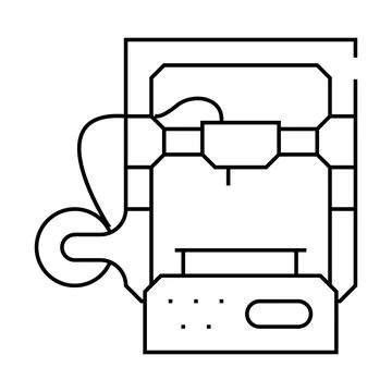 3d printer line icon vector illustration flat Illustrazione stock