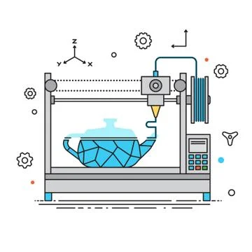 3D Printer lines design vector illustration. The printing process on the 3D Stockillustratie