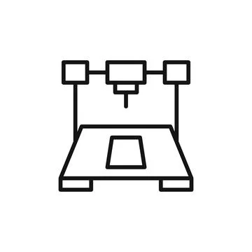 3d printer logo sign vector outline Stock Illustration