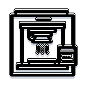 3d printer machine creating object with additive manufacturing Stock Illustration