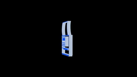 3d printer machine logo icon loopable rotated blue color animation on Video stock 269495780