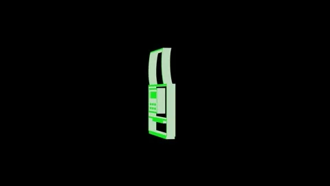 3d printer machine logo icon loopable rotated green color animation on Video stock 269495797
