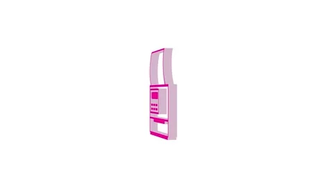 3d printer machine logo icon loopable rotated pink color animation on white Video stock 269495809