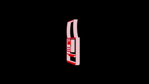 3d printer machine logo icon loopable rotated red color animation on Video stock 269495818